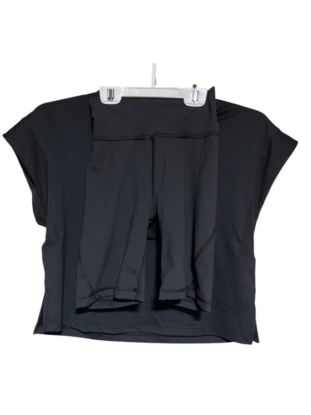 Adidas Yoga Bundle Womens XS Black Ribbed Crop Top & High-Rise Shorts Workout